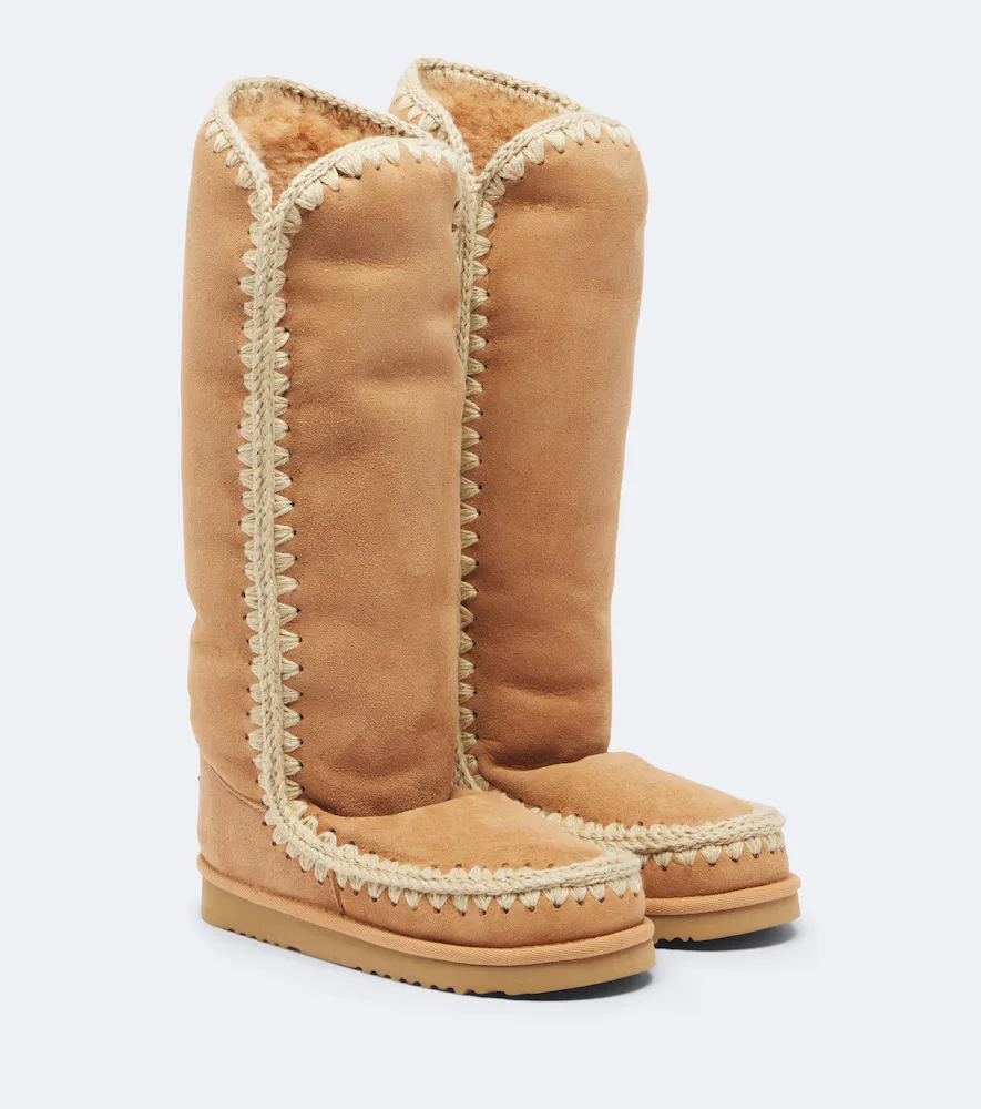 Shearling-Lined Suede Knee-High Boots by Mou