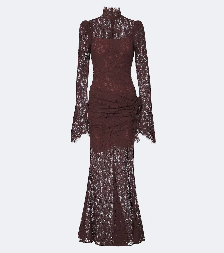 Bodita Draped Cotton-Blend Lace Gown by De La Vali