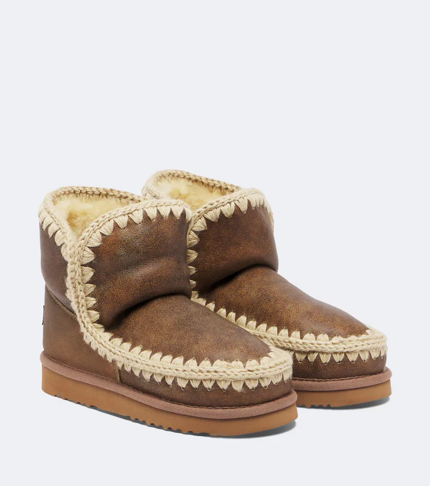 Shearling-Lined Leather Ankle Boots by Mou