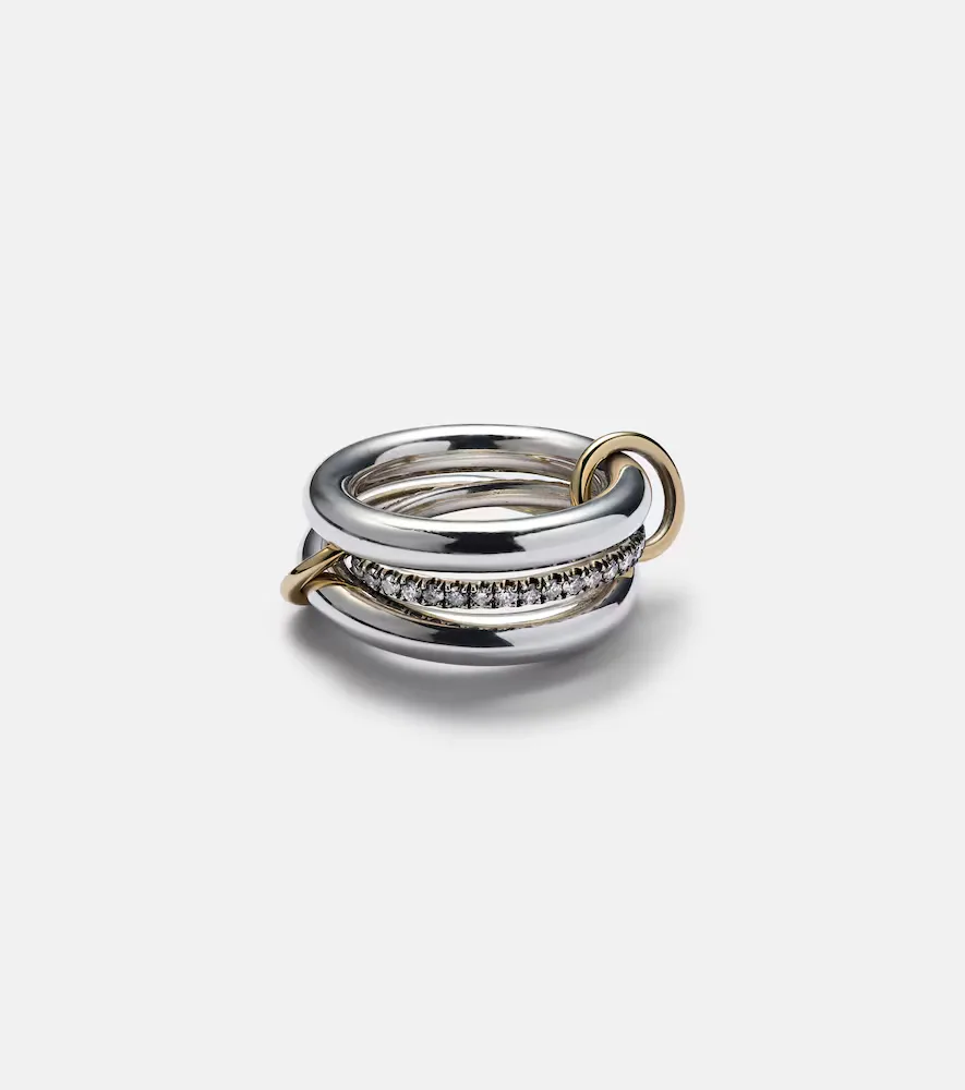 Libra Noir Sterling Silver and 18kt Gold Rings with Diamonds