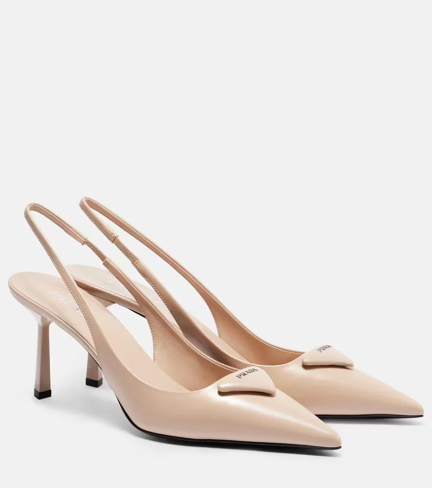 Leather Slingback Pumps by Prada