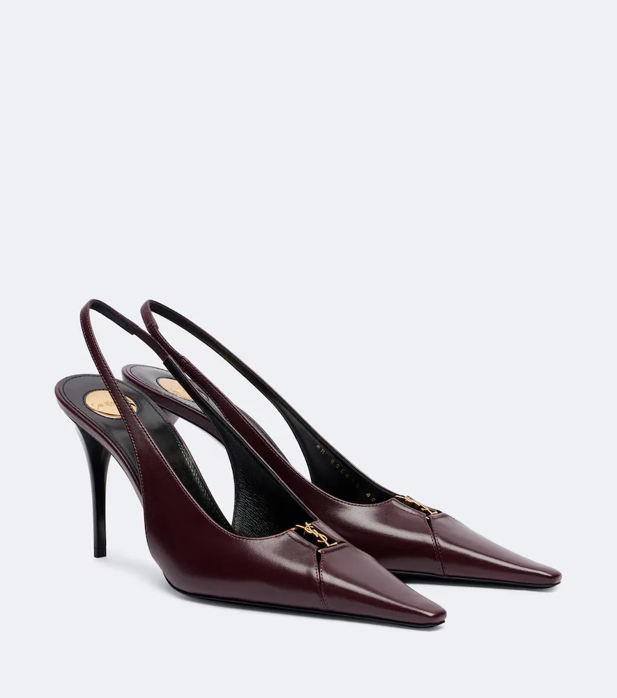 Babylone Breteuil Leather Slingback Pumps by Saint Laurent