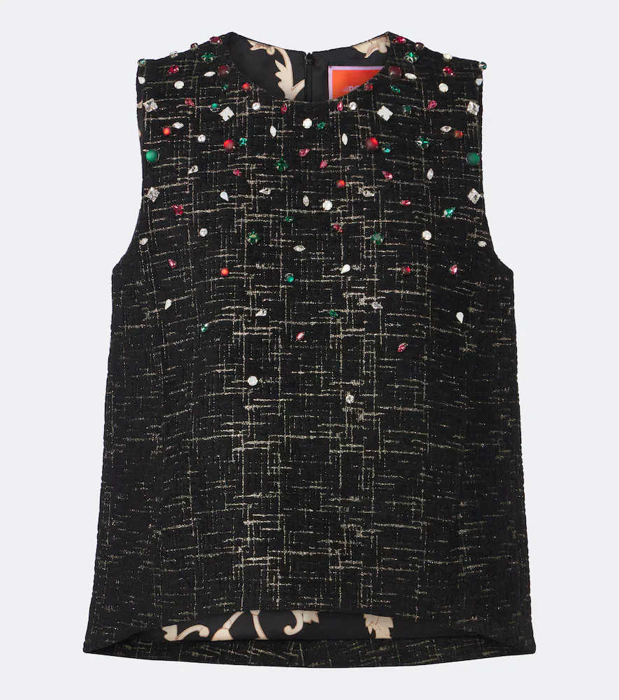 La Scala Embellished Boucl Lurex Top by La Doublej