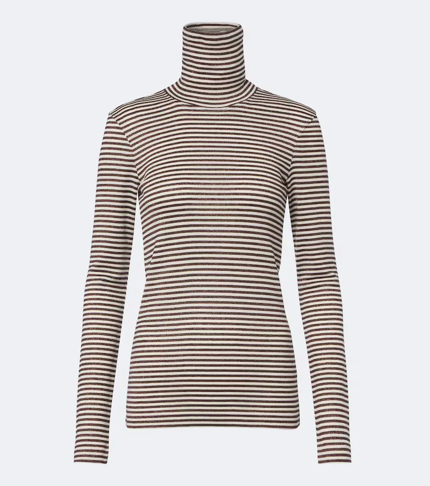 Striped Wool-Blend Turtleneck Sweater by Brunello Cucinelli