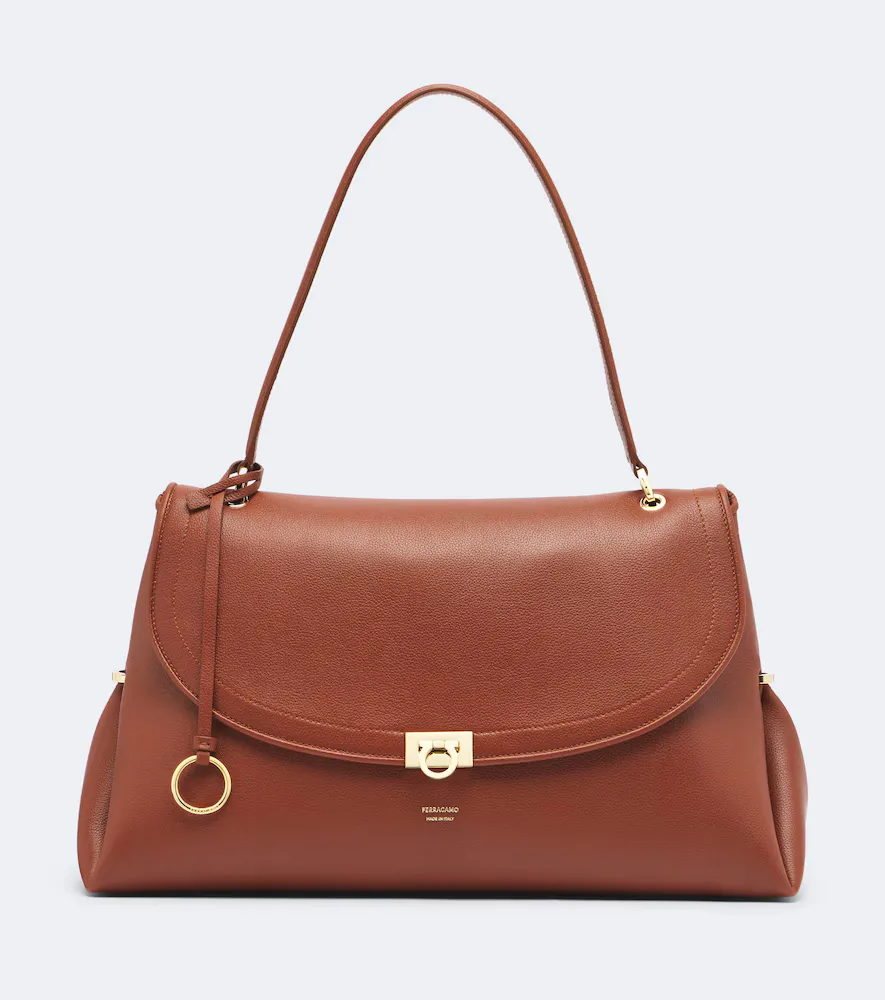 Sofia Large Leather Shoulder Bag by Ferragamo