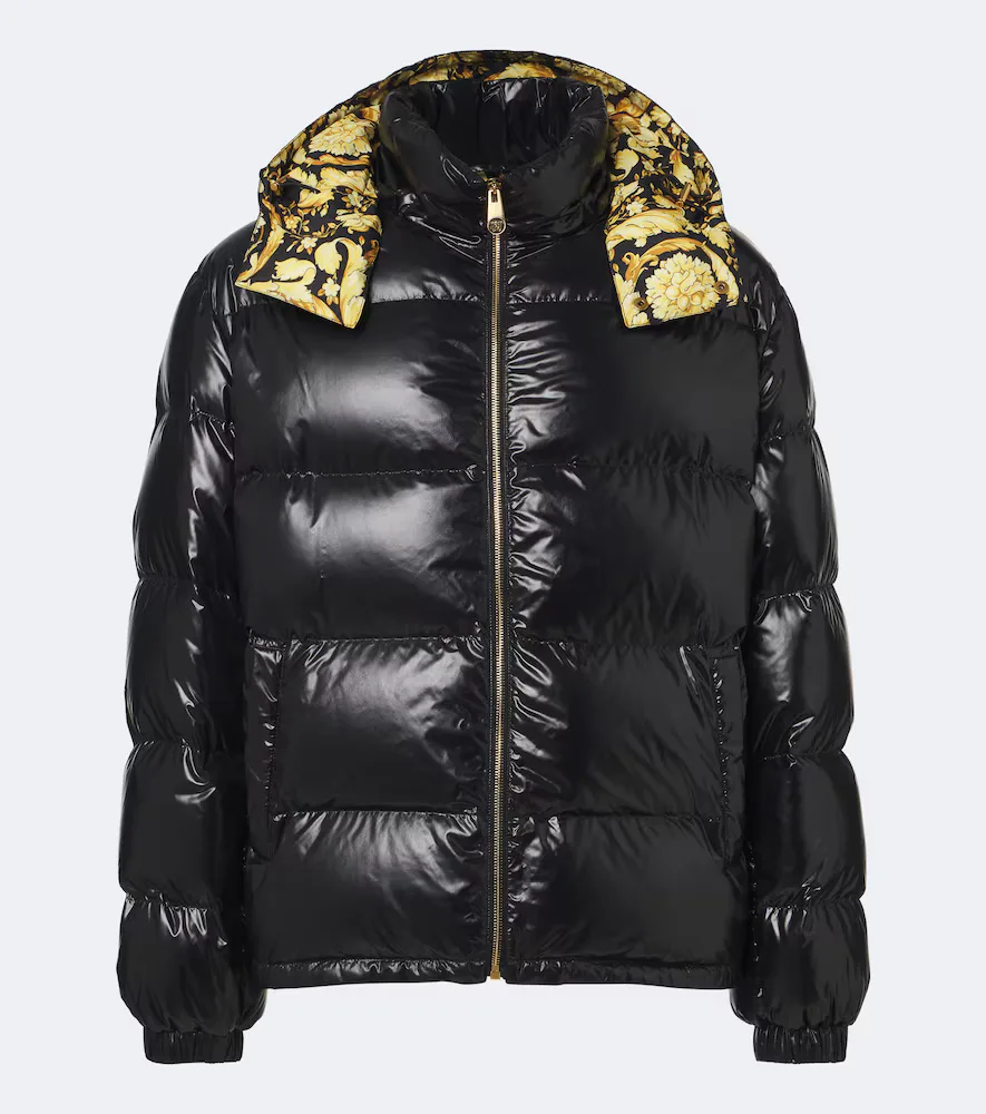 Barocco Hooded Down Jacket by Versace