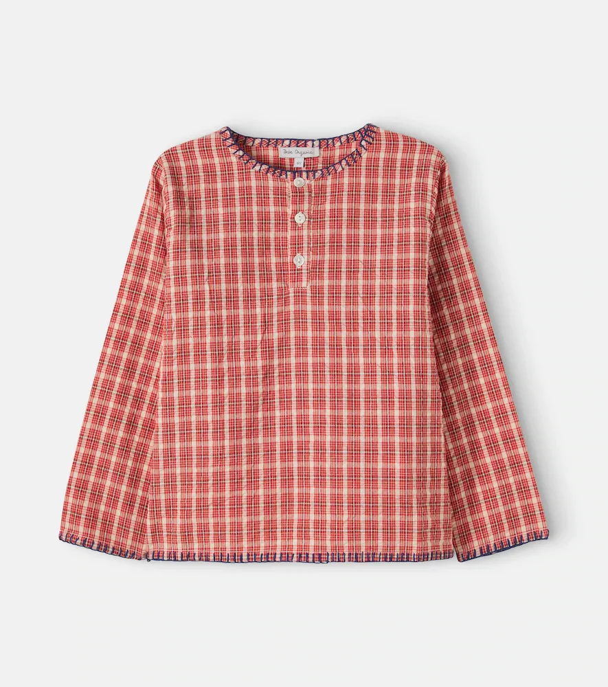 Beau Checked Cotton Blouse by bebe