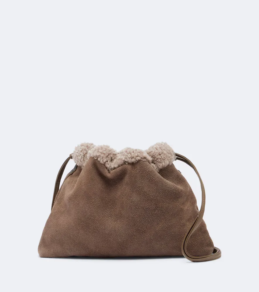 Mellow Monili Medium Leather Crossbody Bag by Brunello Cucinelli