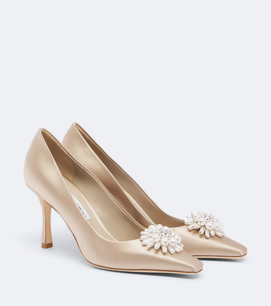 Ines Embellished Satin Pumps by Jimmy Choo