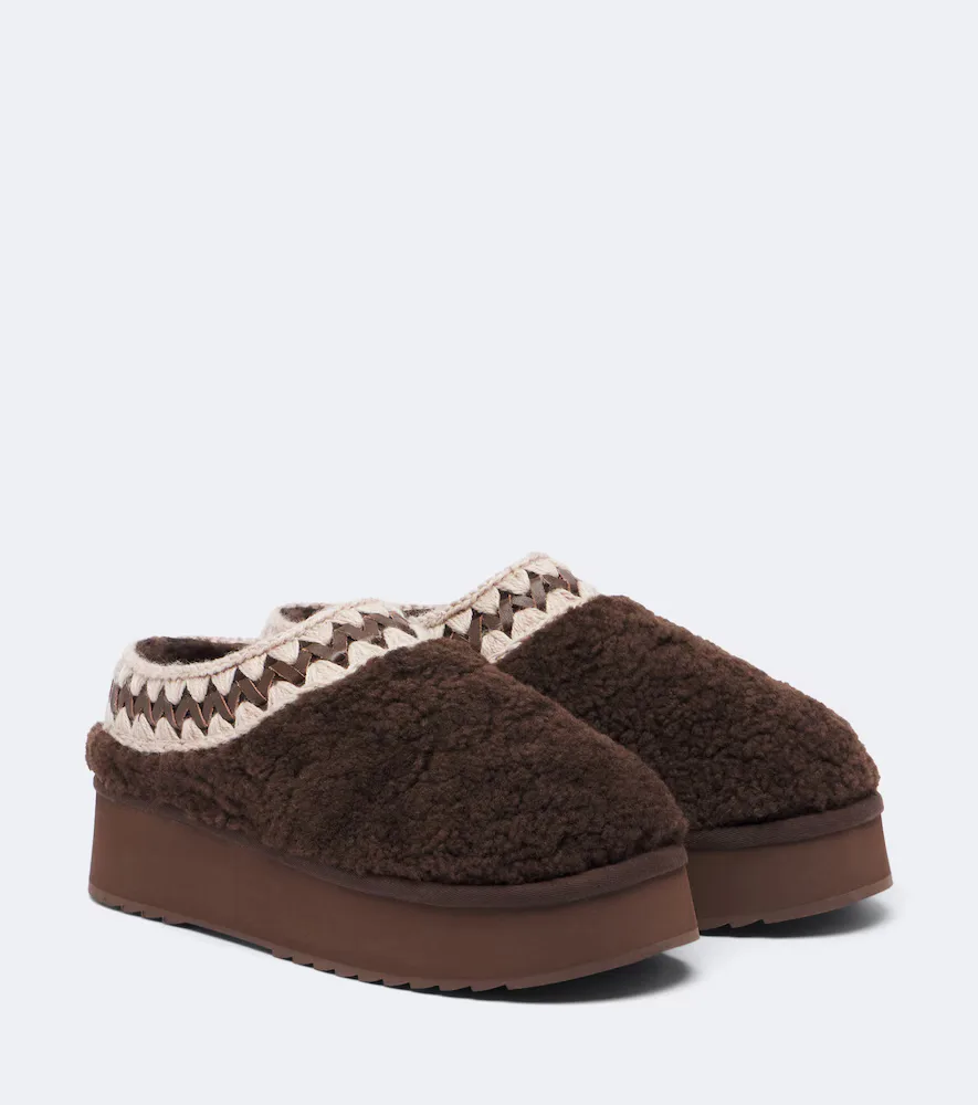 Shearling Platform Mules by Mou