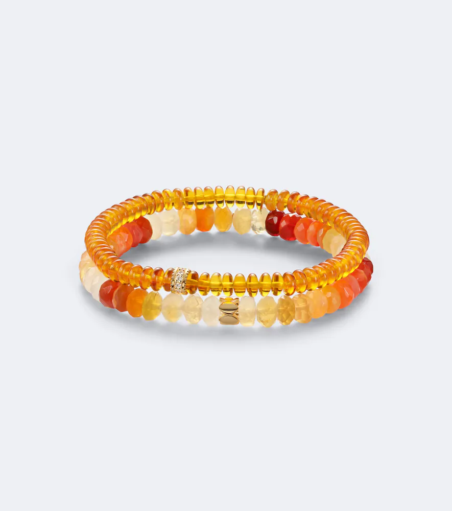 14kt Gold Beaded Bracelet with Gemstones by Sydney Evan