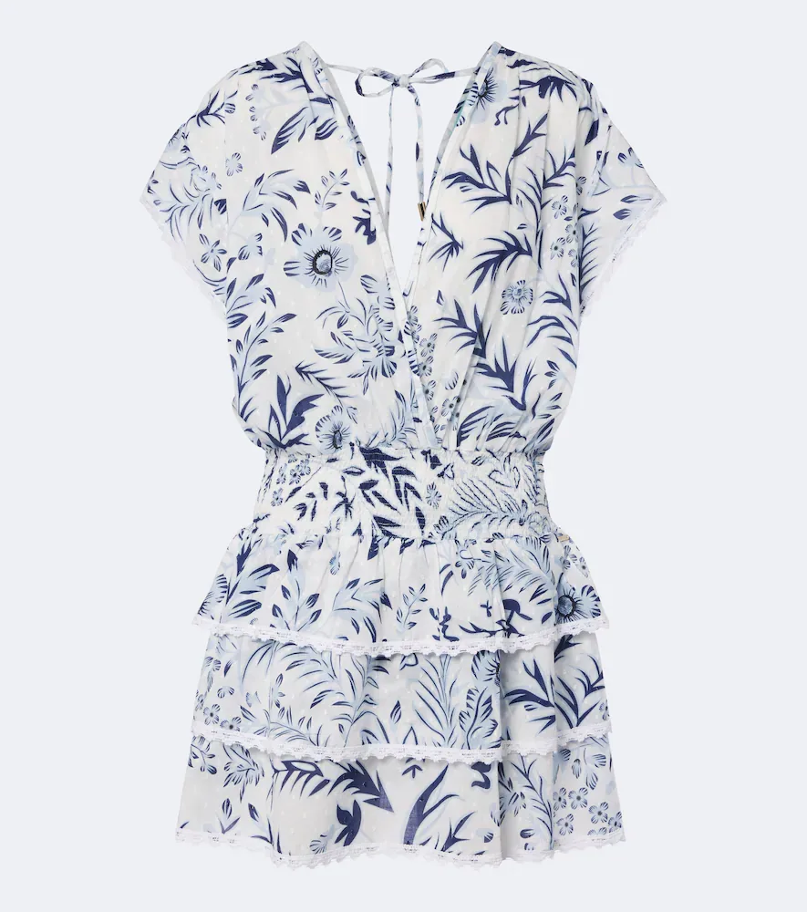 Jess Floral Crochet-Trimmed Tiered Minidress by Melissa Odabash