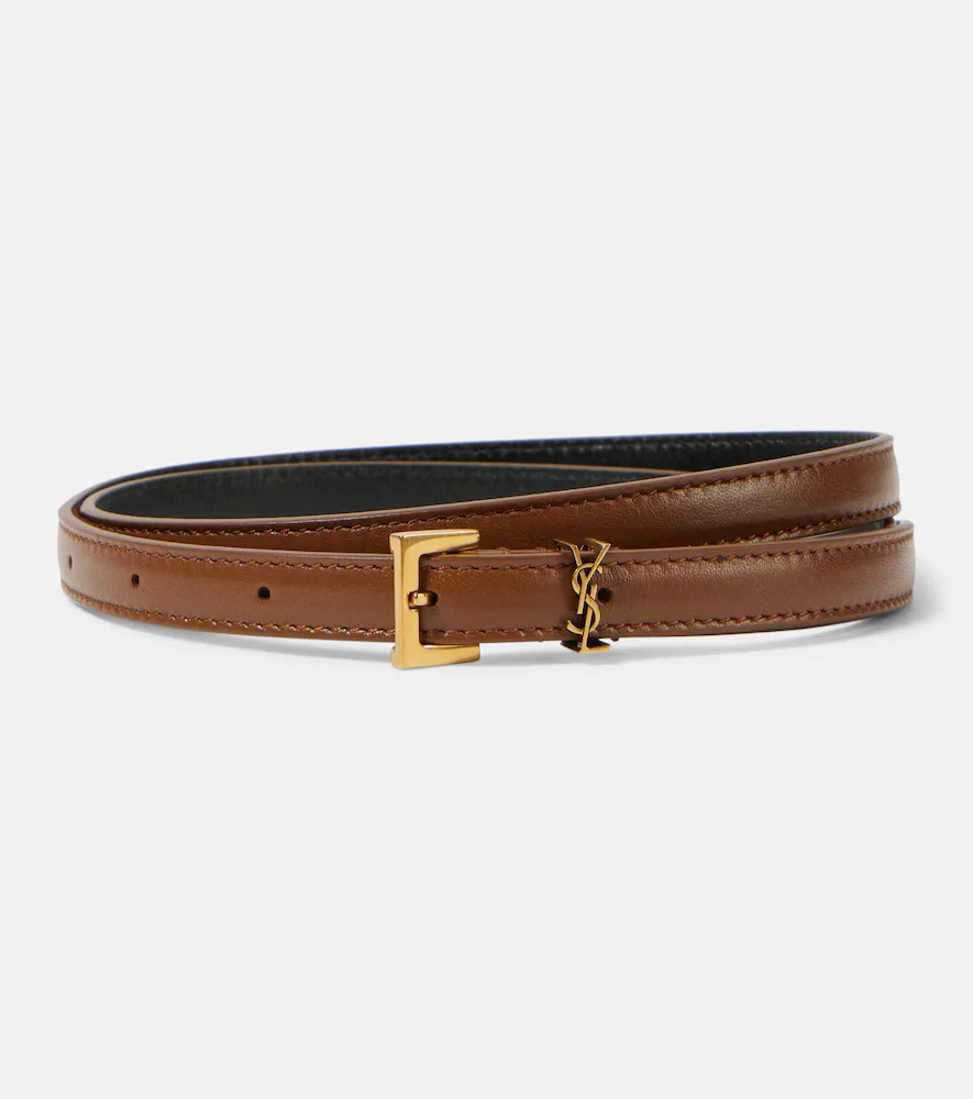 Cassandre Extra-Slim Leather Belt by Saint Laurent