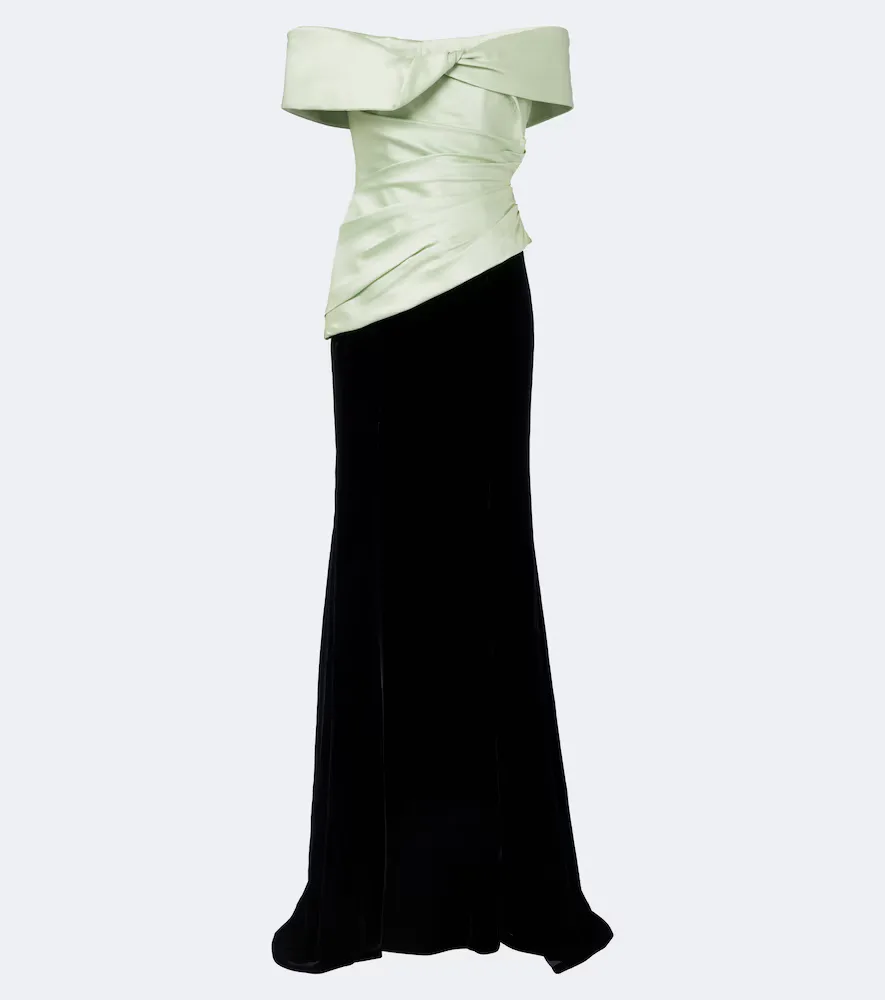 Devina Pleated Off-Shoulder Corset Gown by Costarellos