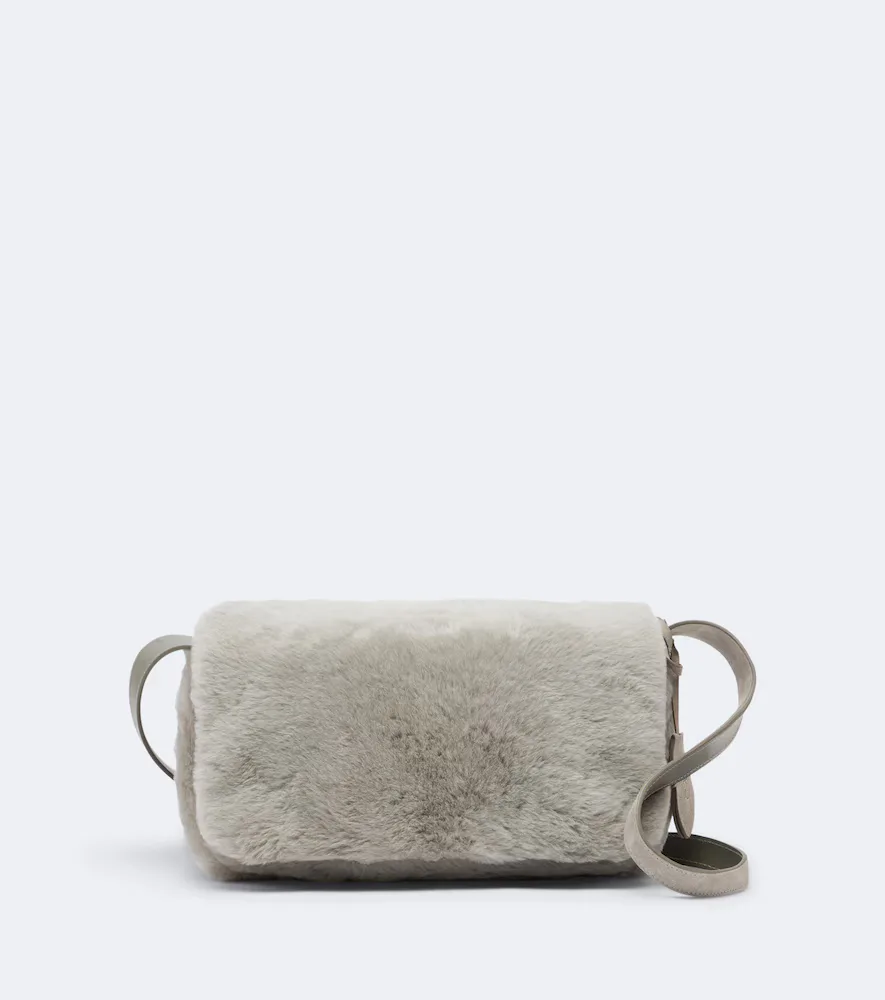 Medium Shearling Crossbody Bag by Brunello Cucinelli