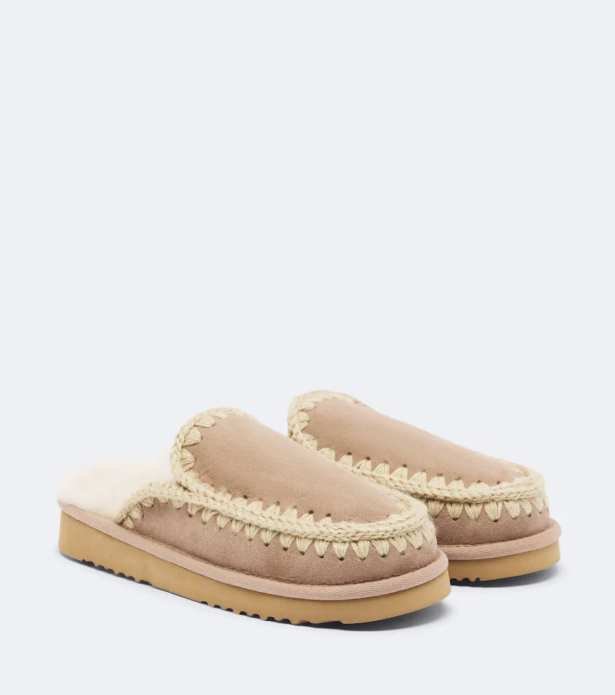 Shearling-Lined Suede Mules by Mou
