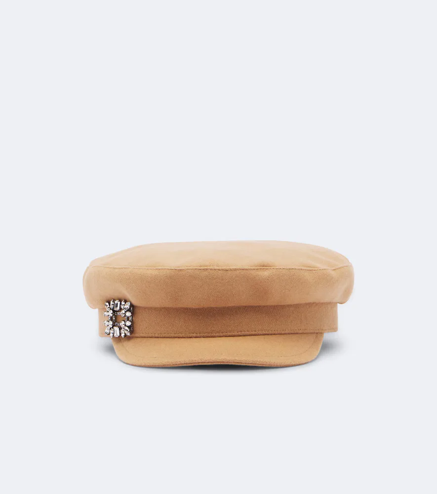 Embellished Wool-Blend Newsboy Cap by Roger Vivier