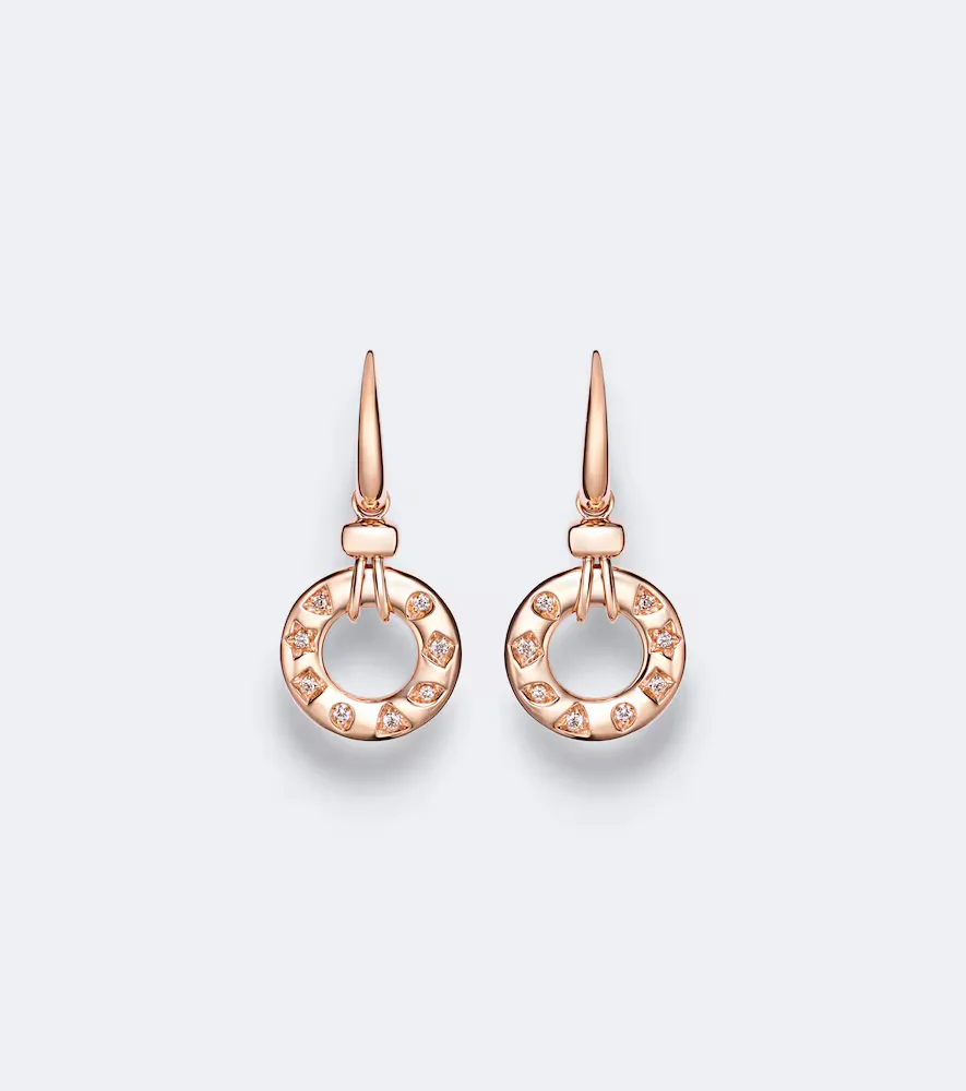 Iconica 18kt Rose Gold Hoop Earrings with Diamonds by Pomellato