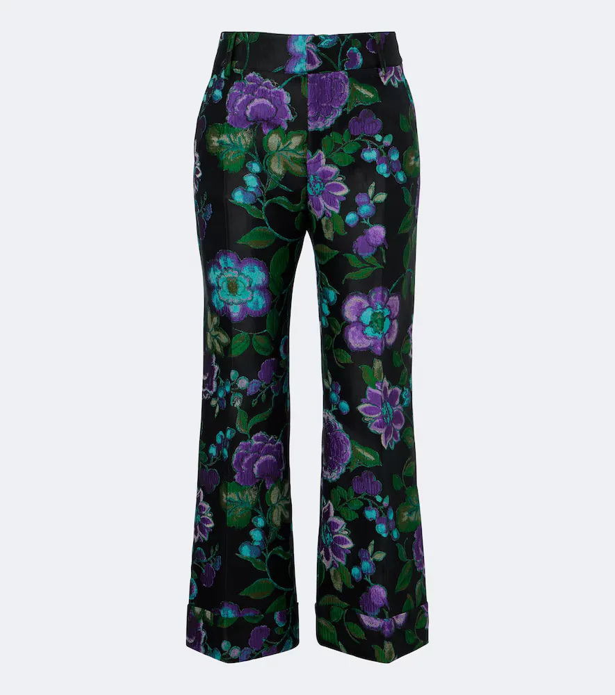 Hendrix Floral Jacquard Straight Pants by La Doublej