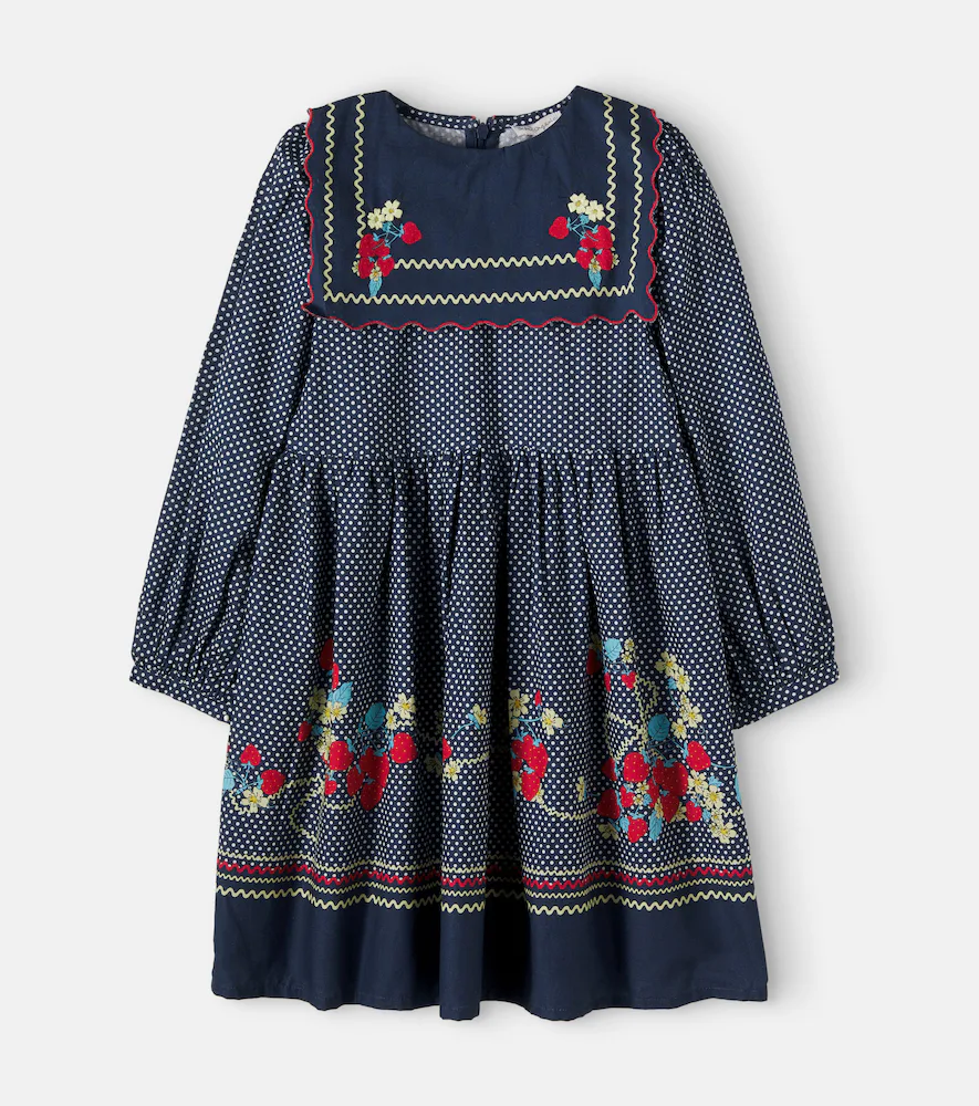 Organic Constance Embroidered Polka-Dot Cotton Dress by bebe