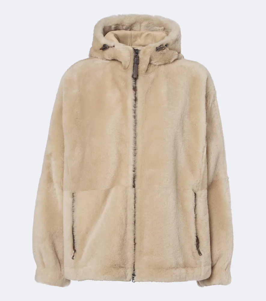 Monili Hooded Shearling Jacket by Brunello Cucinelli