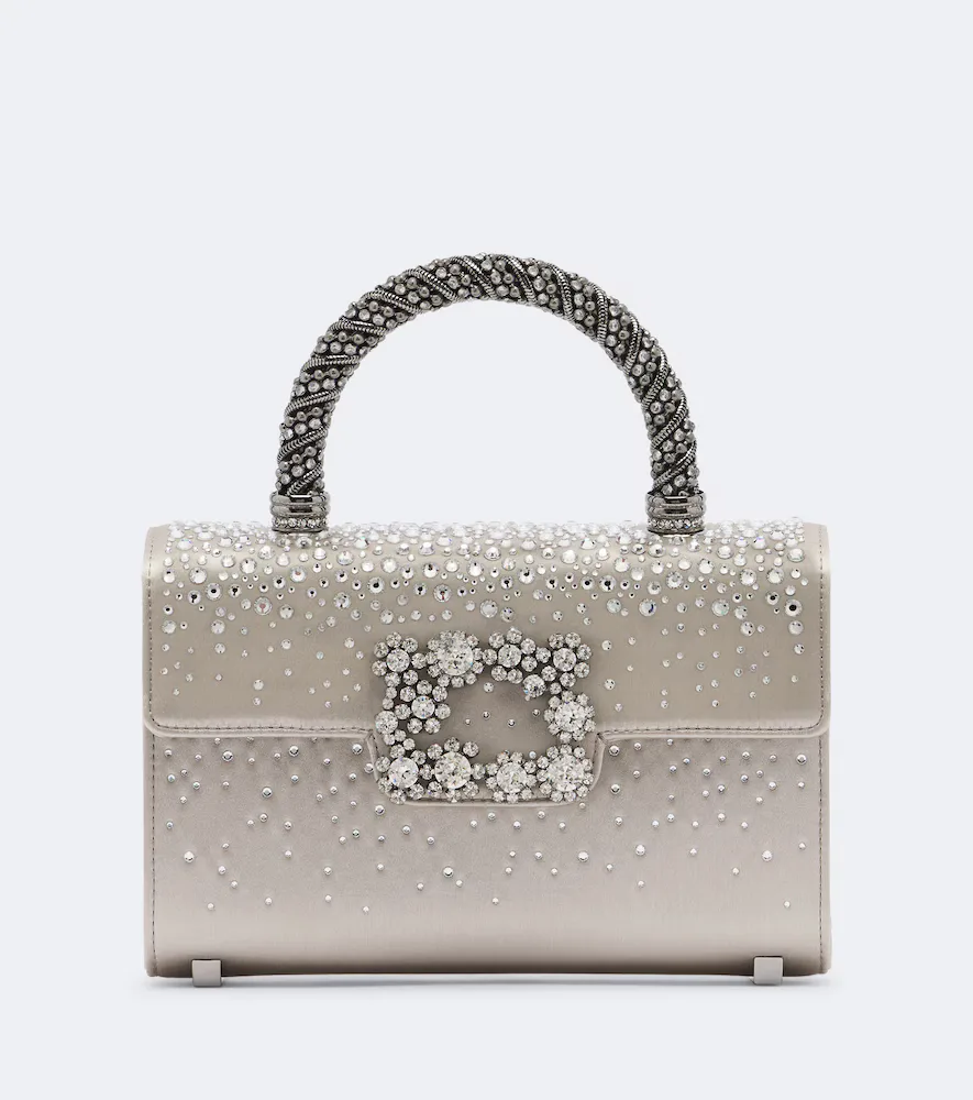 Envelope Embellished Satin Top-Handle Bag by Roger Vivier