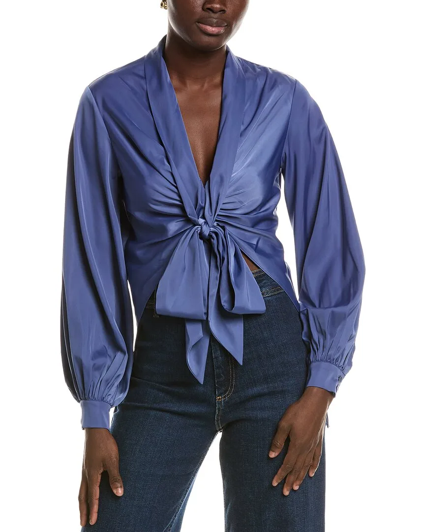 Matte Satin Tie Blouse by Susana Monaco