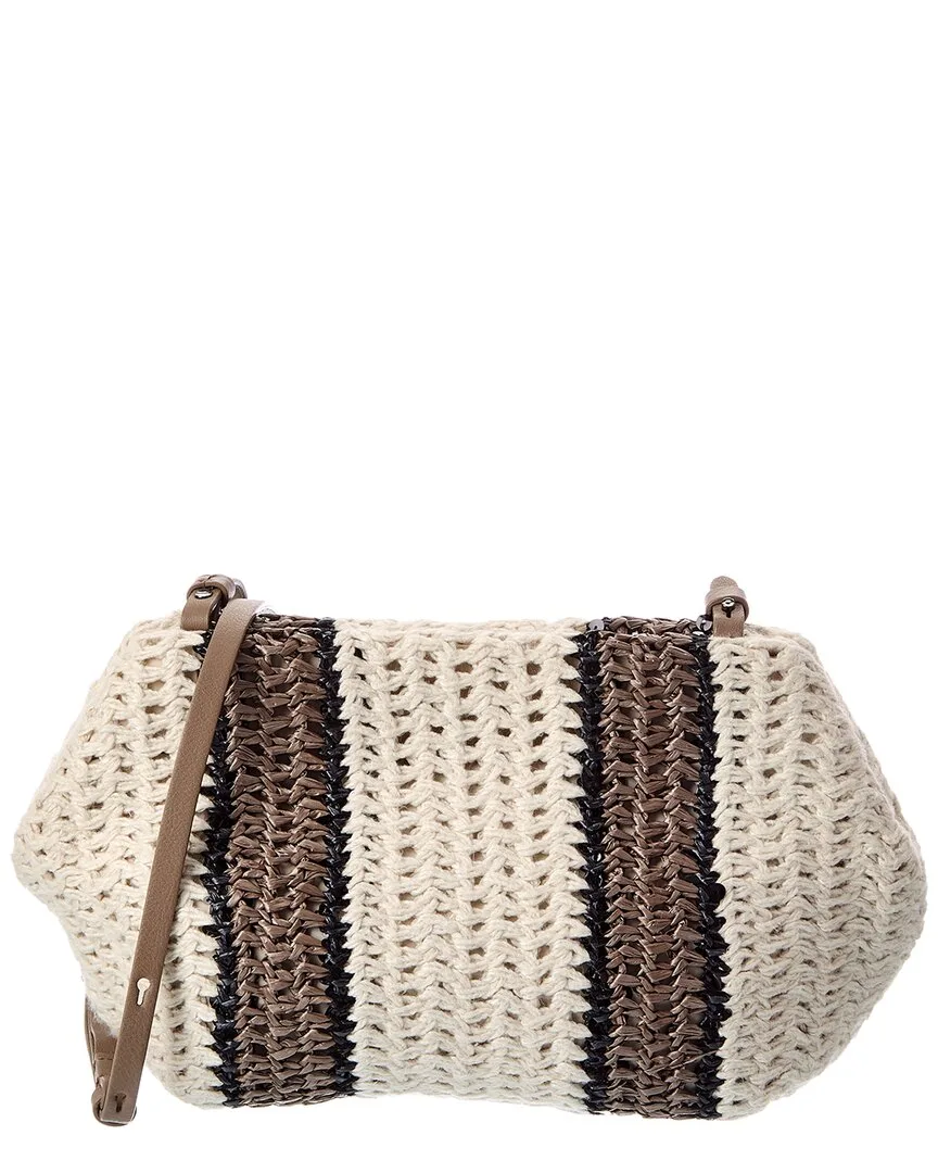 Leather-Trim Shoulder Bag by Brunello Cucinelli