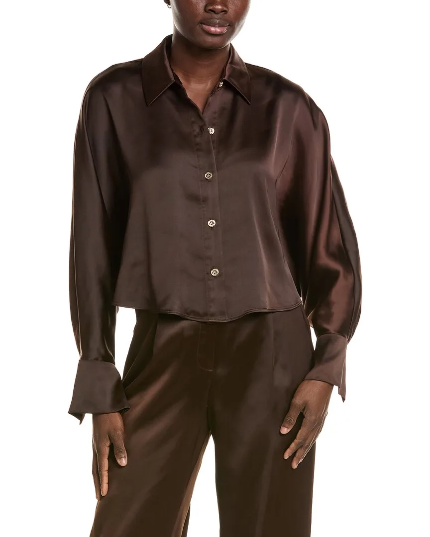 Satin Cropped Blouse by Halston