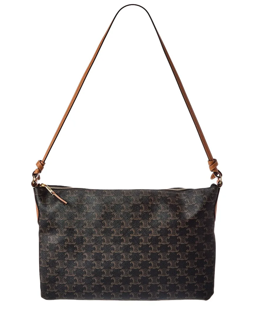 Duo Triomphe Canvas & Leather Shoulder Bag by Celine