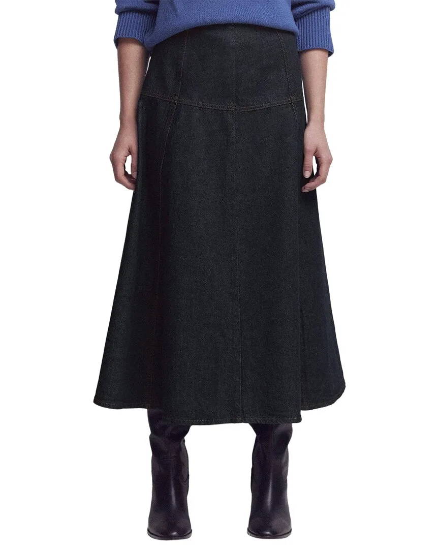 Paneled Detail Denim Skirt