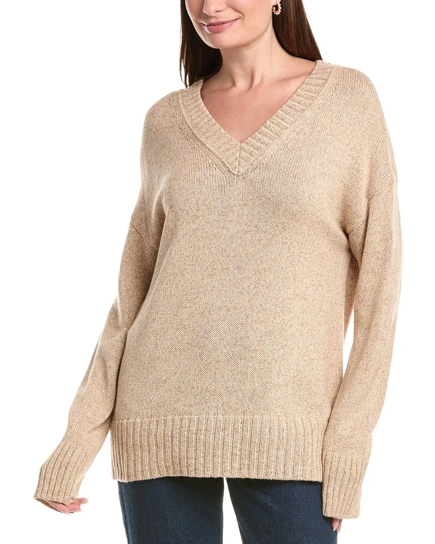 Wide V-Neck Cashmere & Silk-Blend Sweater by Lafayette 148 New York