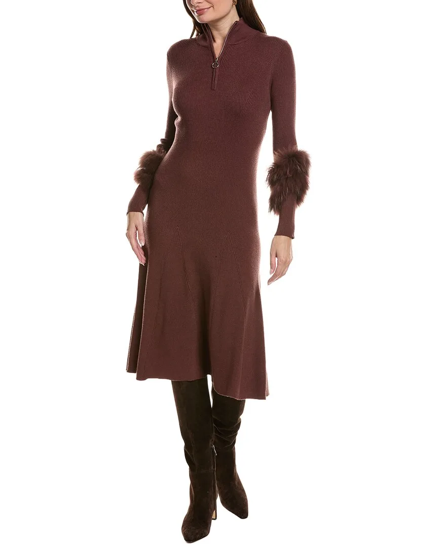 Celia Knit Fur Trim Dress by Tyler Be
