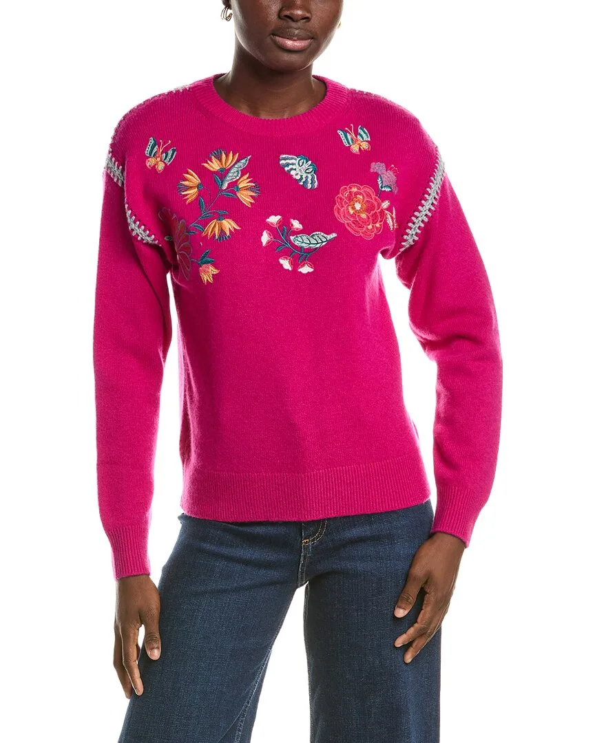 The Crewneck Whipstitch Wool & Cashmere-Blend Pullover by Johnny Was