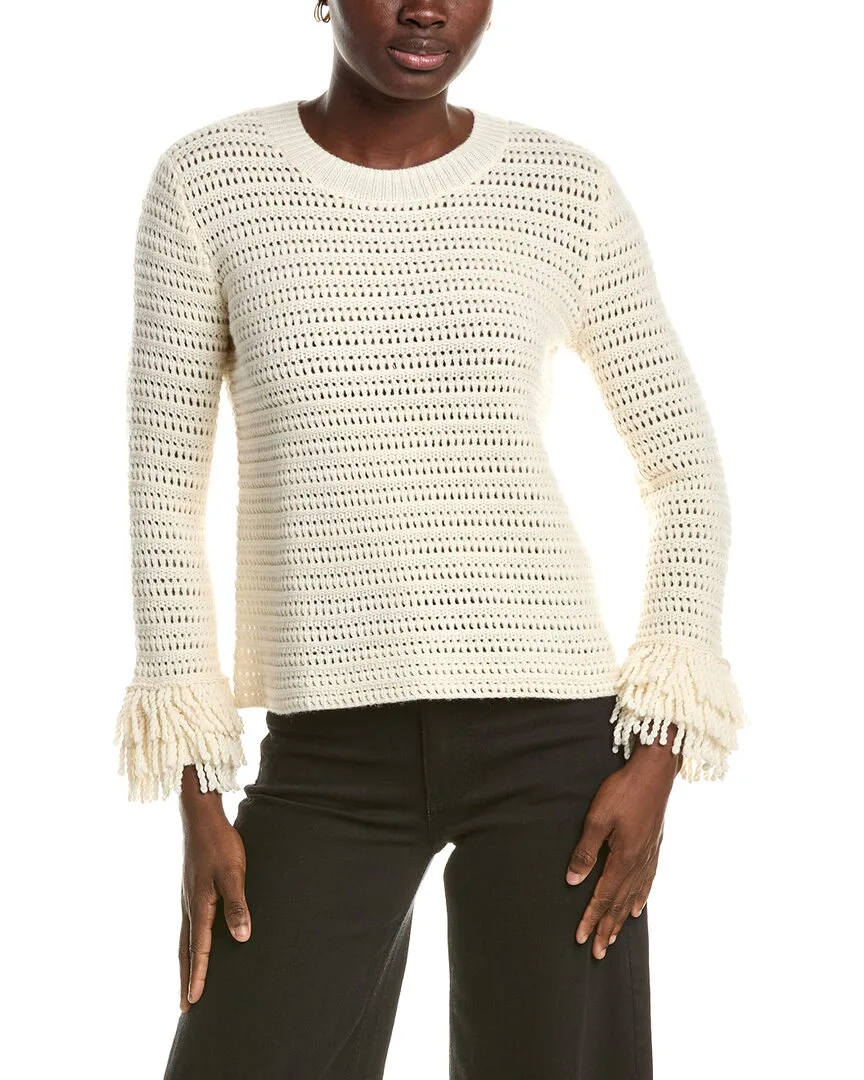 The Layered Fringe Wool & Cashmere-Blend Crewneck Sweater by Johnny Was