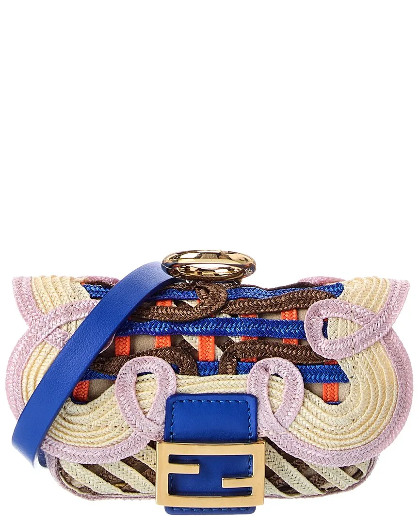 Baguette Embroidered Leather Bag Charm by FENDI