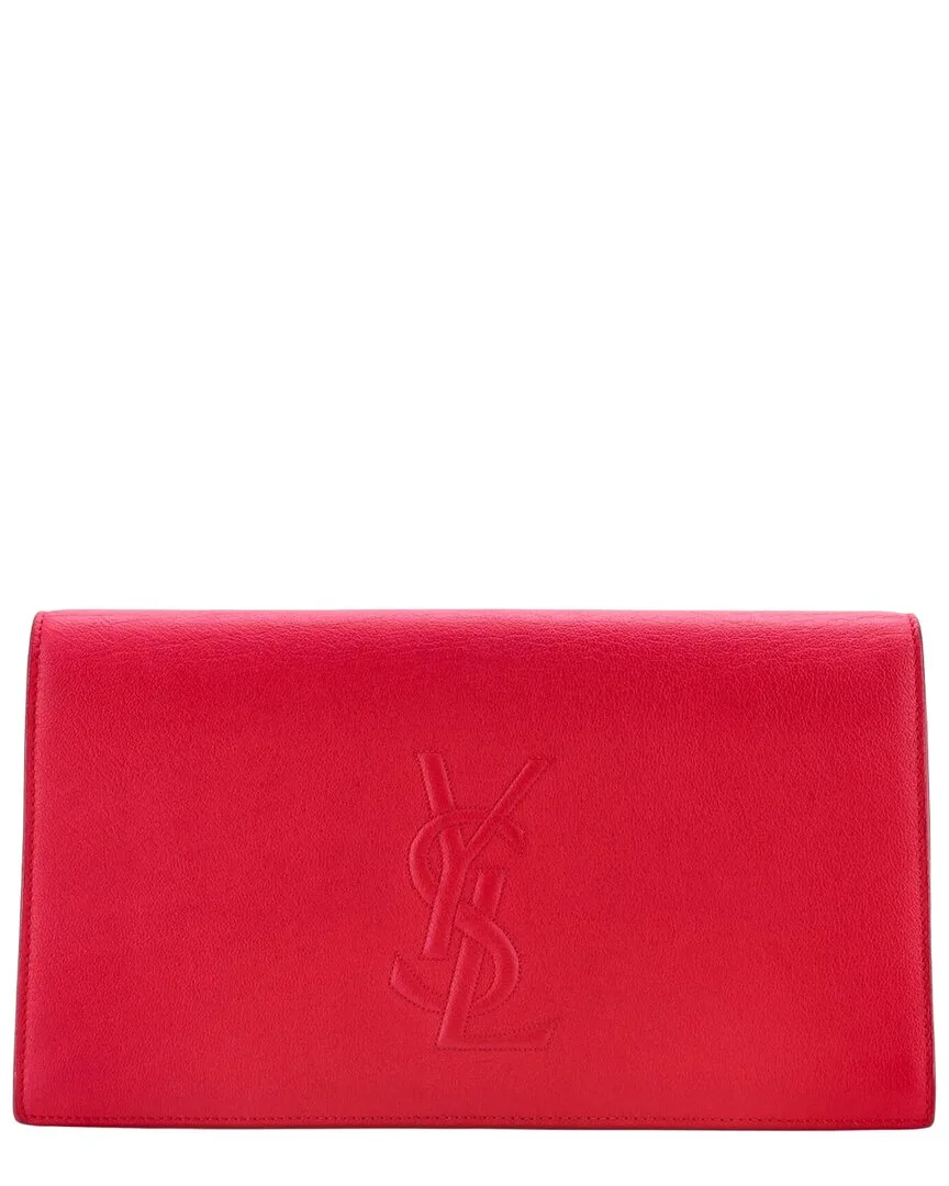 Pink Leather Belle De Jour Clutch Large (authentic Pre-Loved) by Saint Laurent