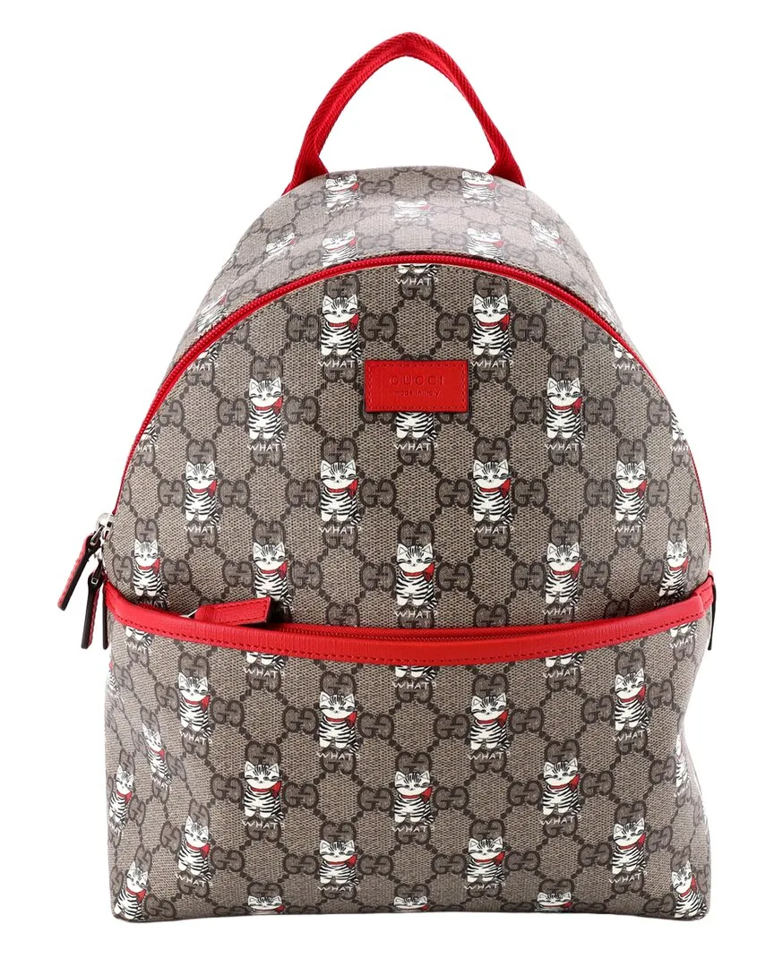Brown Printed Gg Coated Canvas Zip Backpack Small (authentic Pre-Loved) by Gucci
