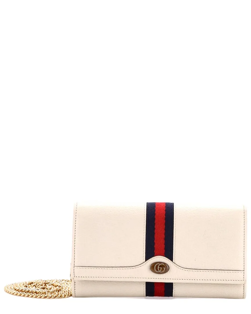 Beige Leather Ophidia Chain Wallet (authentic Pre-Loved)