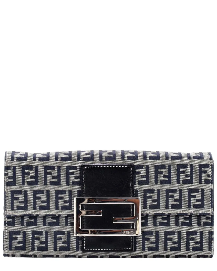 Blue Zucchino Canvas Ff Flap Continental Wallet (authentic Pre-Loved)