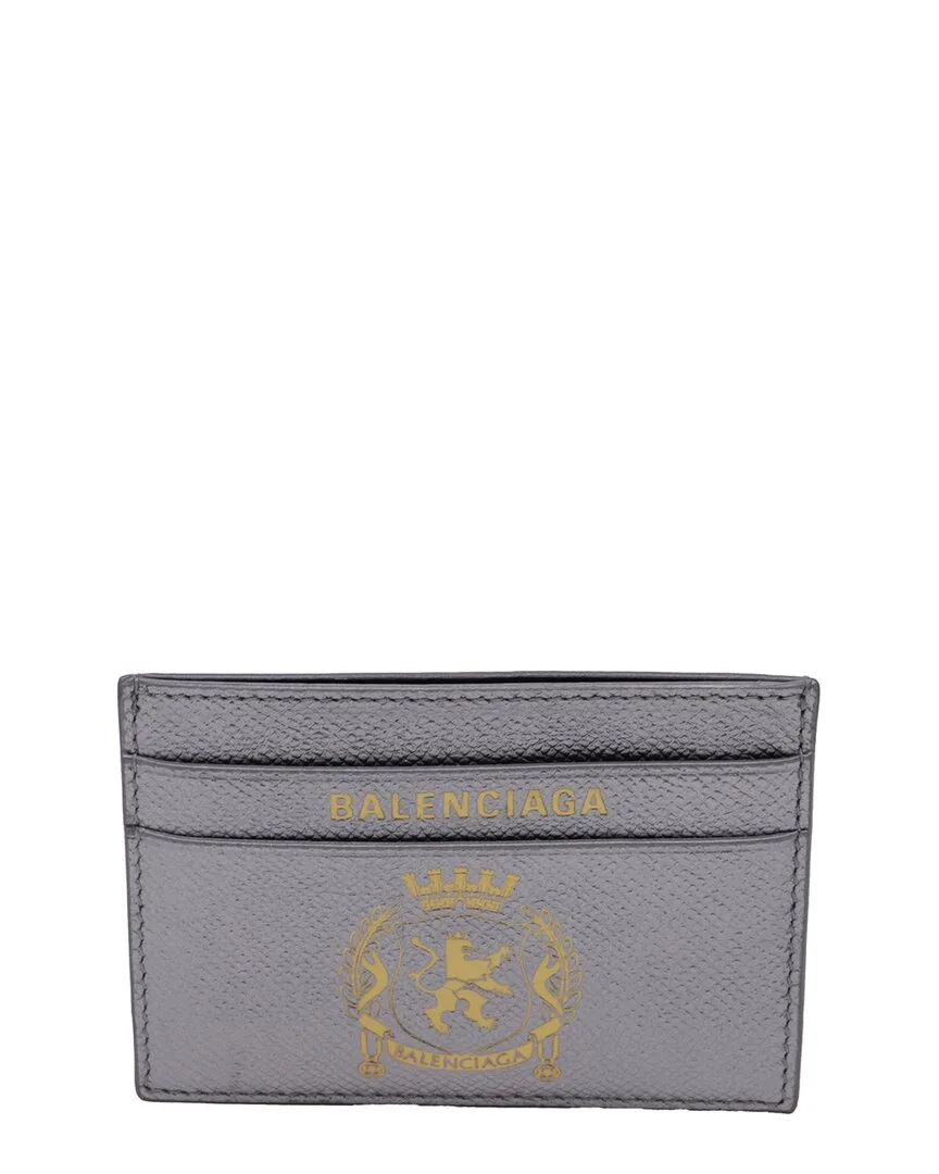 Silver Calfskin Leather Passport Card Holder (authentic Pre-Loved) by Balenciaga