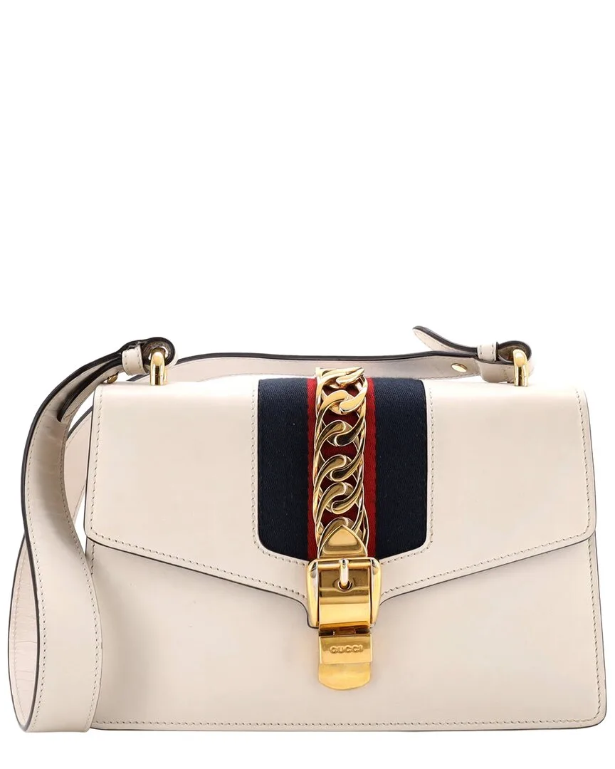 Beige Leather Sylvie Shoulder Bag Small (authentic Pre-Loved) by Gucci