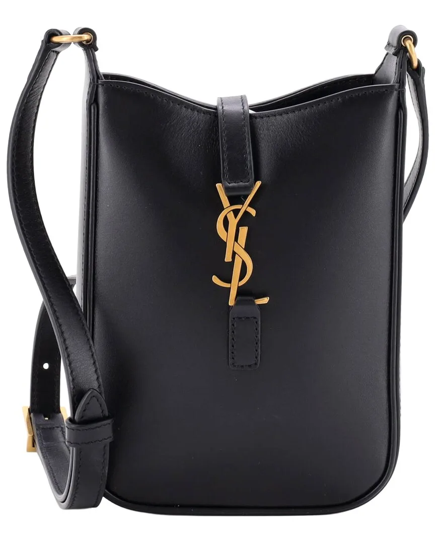 Black Leather Le 5 a 7 Vertical Shoulder Bag Mini (authentic Pre-Loved) by Saint Laurent