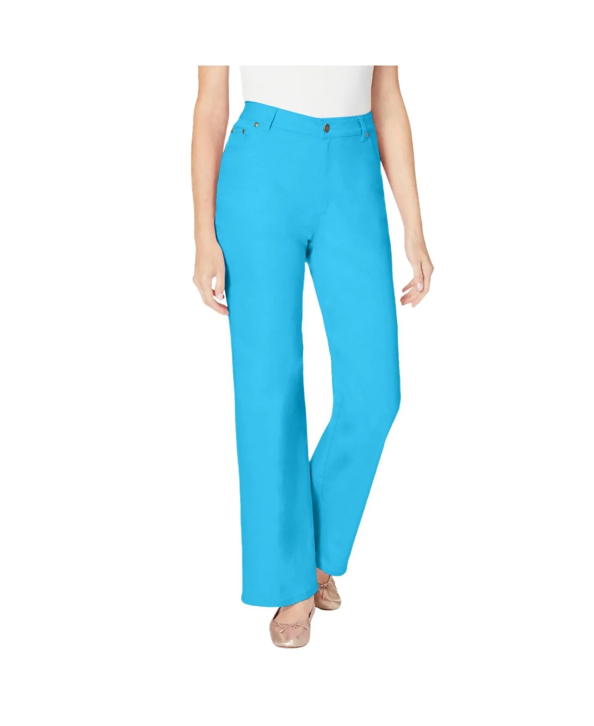 Stretch Denim Wide-Leg Five-Pocket Jeans by Woman Within