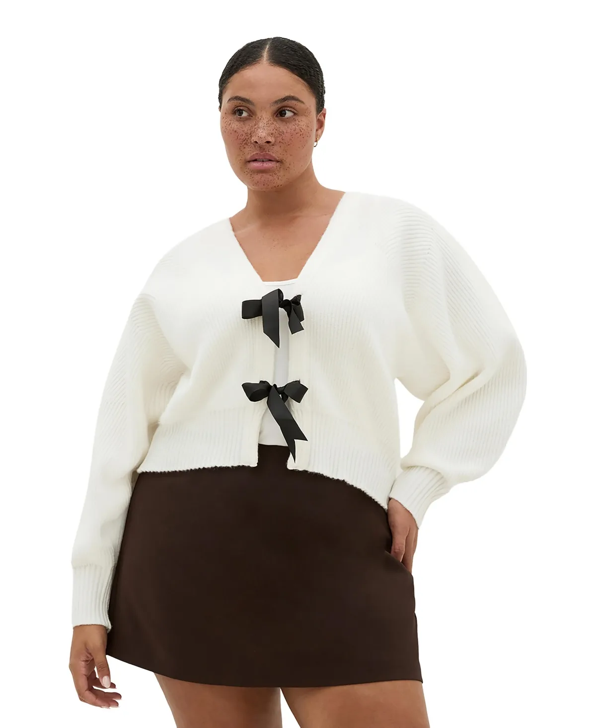Belle Bow Long-Sleeve Cardigan by City Chic