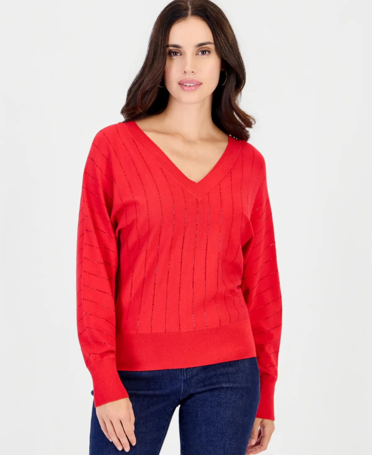 Dolman-Sleeve V-Neck Sweater by INC International Concepts