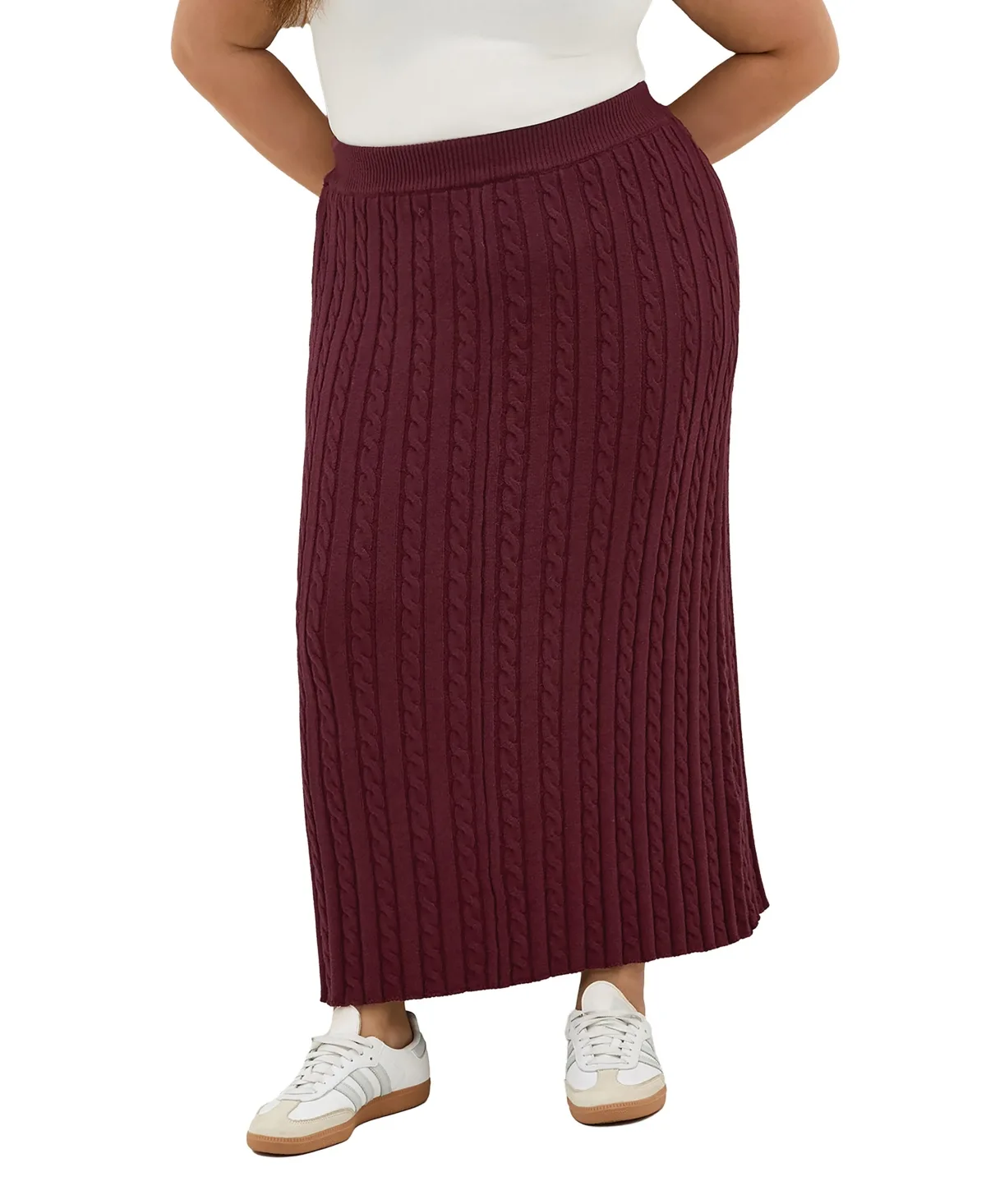 Kenia Cable-Knit High-Waisted Midi Skirt