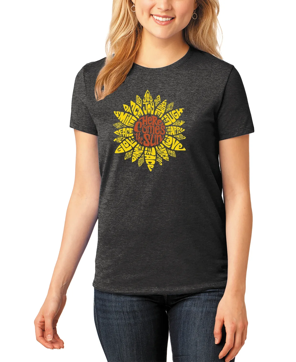 Premium Blend Sunflower Word Art T-Shirt by LA Pop Art