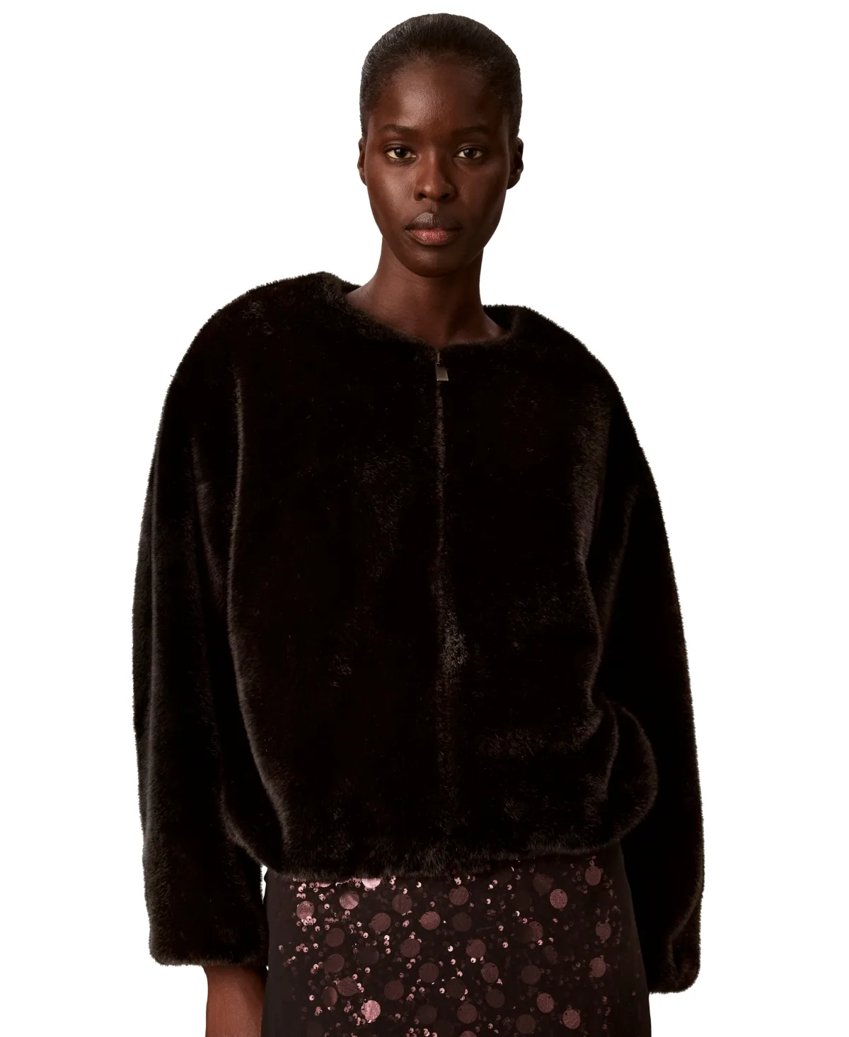 Faux Shearling Cropped Jacket by Calvin Klein