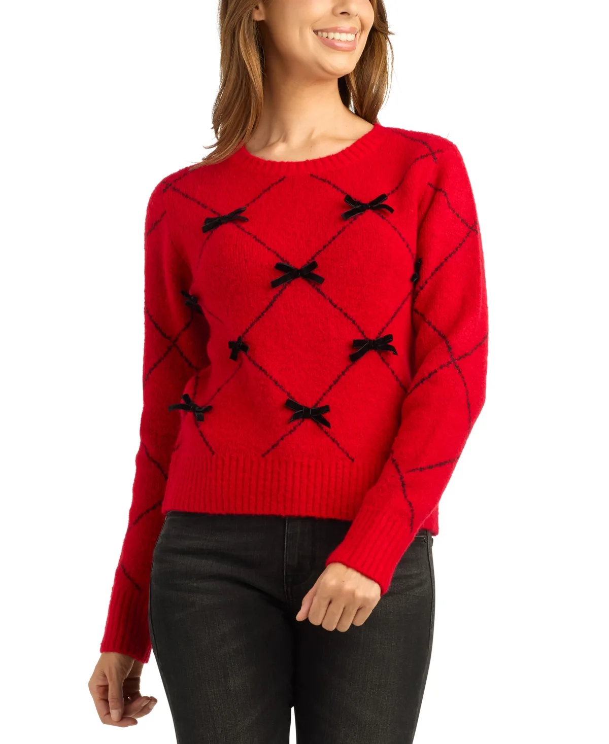 Long-Sleeve Crewneck Pullover Sweater by Bcx